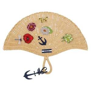 Gucci Japanese Fan Rattan Wood Beige Fan